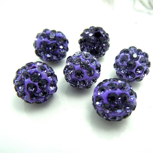 

100pcs 10mm bright purple color austria bead crystal disco ball beads spacer beads 6 row crystal clay beads 27 color bbyefa