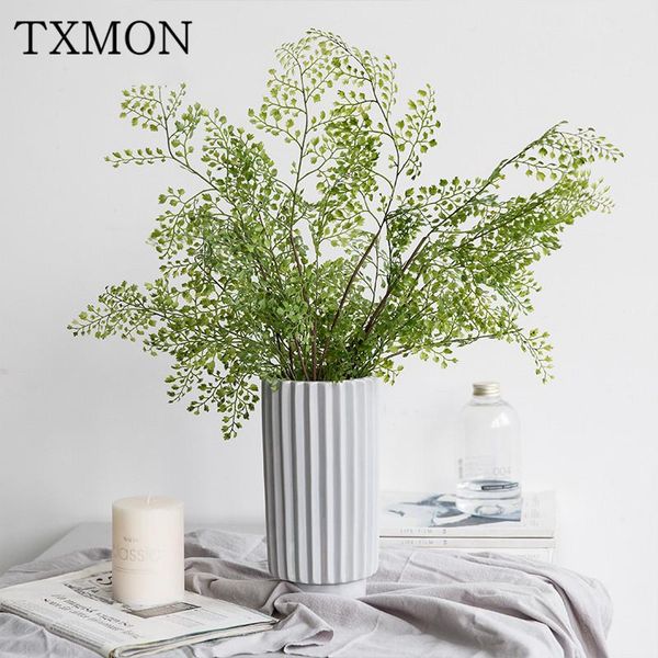

txmon simulation plants black bone awn leaves fresh plastic artificial flower home decoration fake flower wire fern green plants