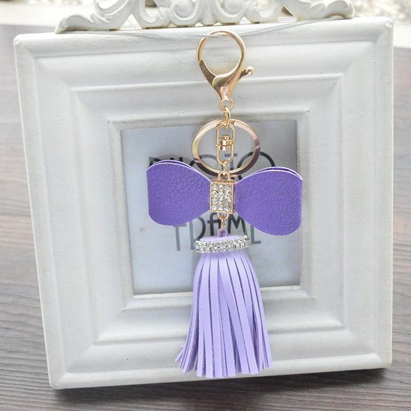 

car new creative diamond bowknot flower tassel key ring bag pendant 9 colors available pu material superman keychain, Silver