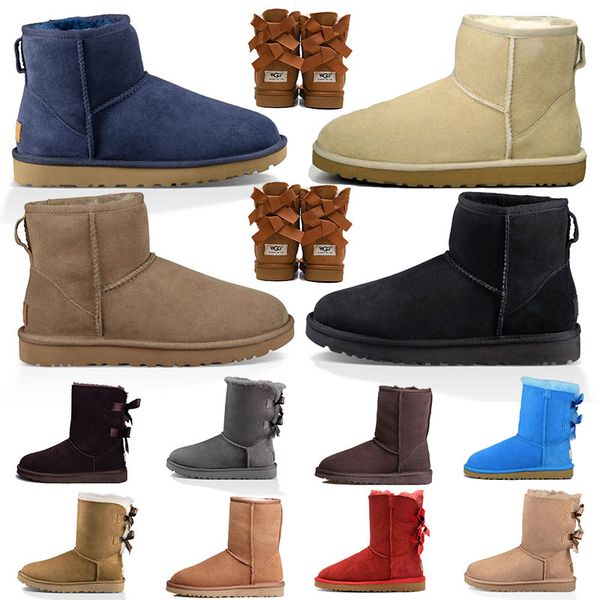 

winter fashion female walking boots women black navy blue pink satin middle ankle short bow mini fur booties girls luxurys designer boots si