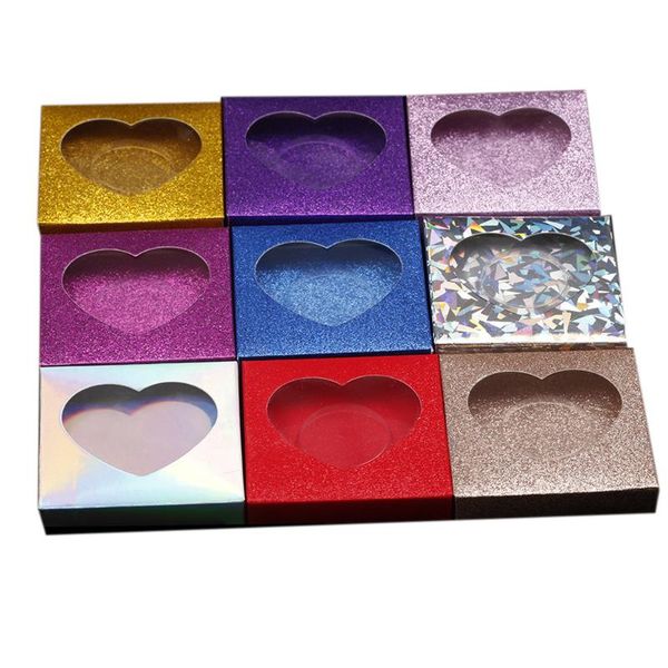 

10 pcs/set false eyelashes packaging empty lash case heart shape eyelash container box package lash storage holder boxes