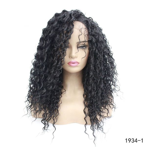 

afro kinky curly synthetic lacefront wig black simulation human hair lace front wigs 1934-1, Black;brown