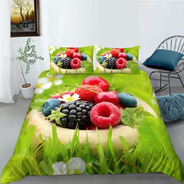 

3d berries printing strawberry and blueberry bedding set duvet cover twin  king sizes home decor for kids