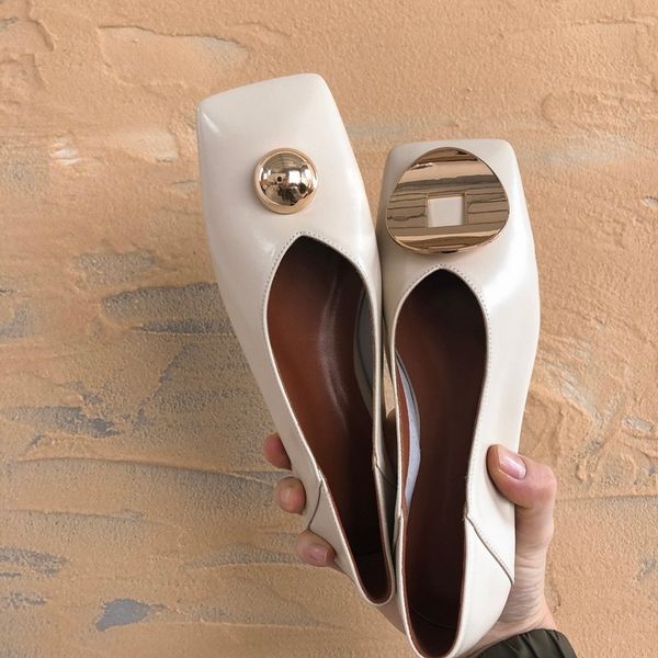 

2021 new come from fashion female apartments spring leather woman toe foot sliding student shoes big size ozij, Black