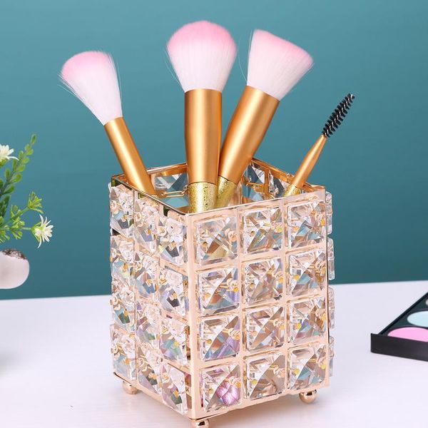 

luxury crystal metal makeup brush holder storage tube glitter diamond cosmetic brushes organizer box make bbyzxr