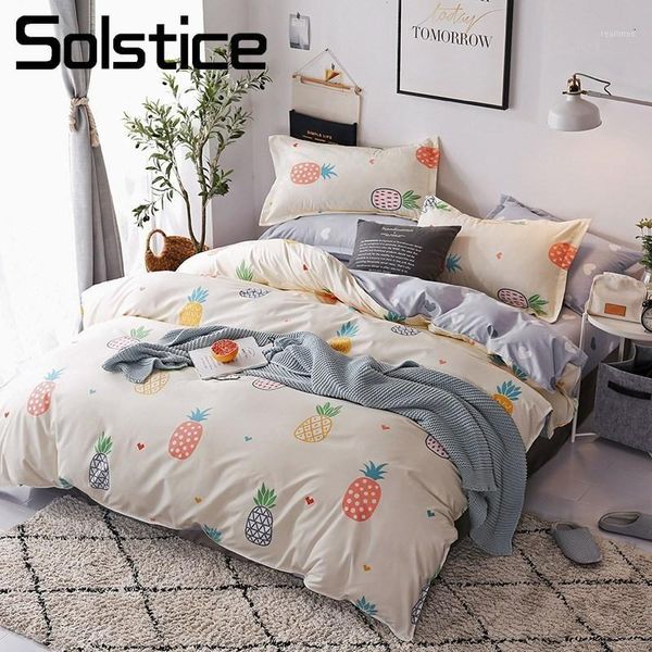 

solstice home textile bedding set duvet cover pillowcase bed sheet pineapple gray heart print bedclothe king full twin1