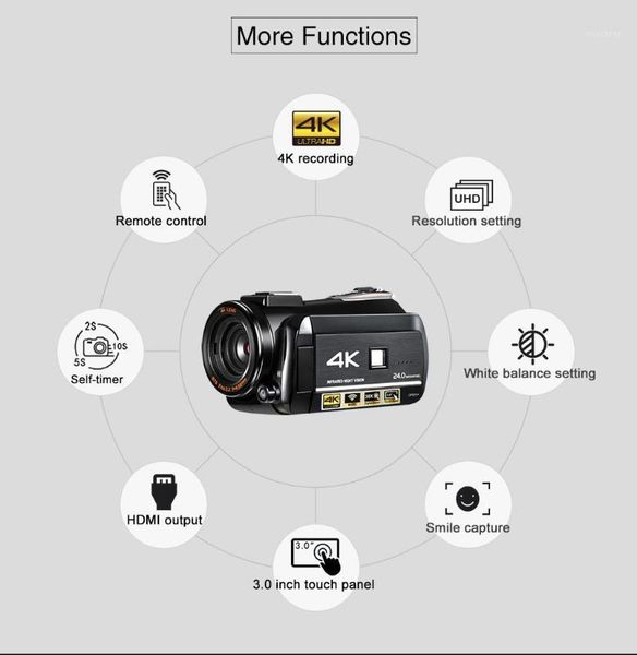 

camcorders ordro uhd 4k wifi digital video camera with 3.0'' touch display night vision camcorder microphone lens1