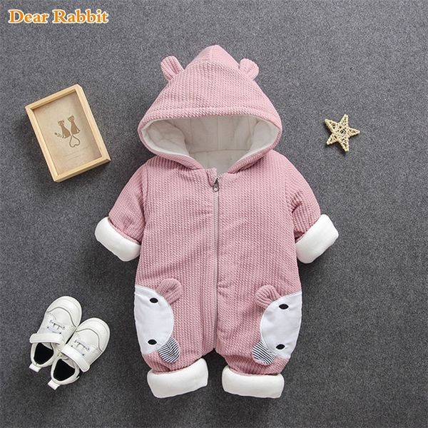 

2020 new baby rompers overalls clothes winter boy girl garment thicken warm pure cotton outerwear coat jacket kids snow wear lj200821, Blue;gray