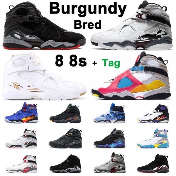 

8 8s retro basketball shoes burgundy bred valentines day aqua black white snowflake playoff mens trainers outdoors sports sneakers