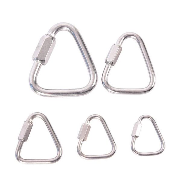 

solid triangle carabiner stainless steel keychain snap clip hook buckle screw lock safety lock for rock climbing high- qyltek