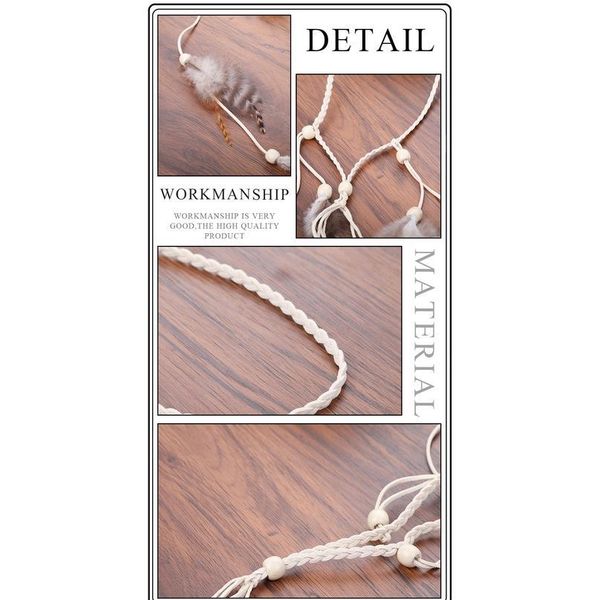 

haimeikang retro bead feather gypsy tribe elastic hair band for women adjustable headband hair accessories turb qylgxl