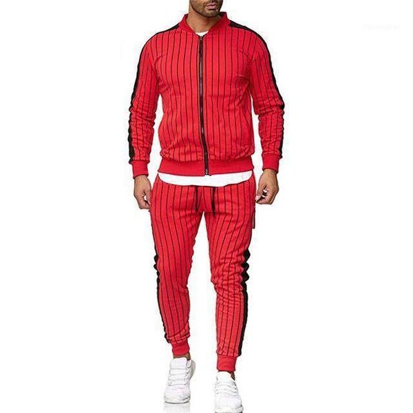 

roupa masculina tracksuit striped cardigan zipper slim sportswear 2 piece set ensemble homme sweatpants jacket men clothes1, Gray