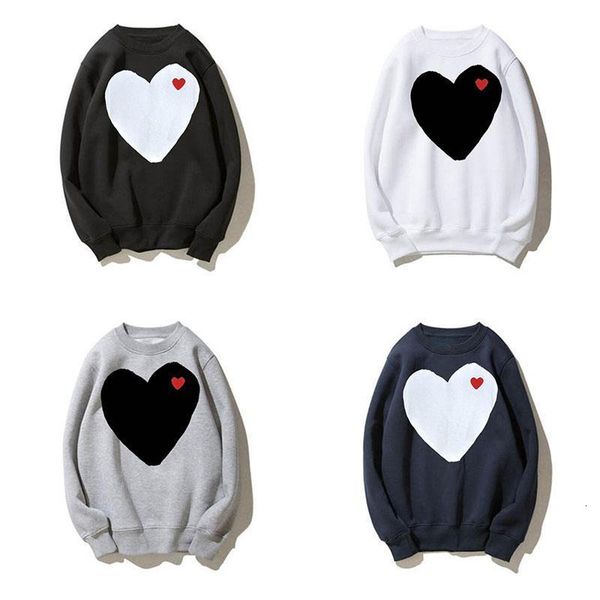 

have eyes)autumn long-sleeved round neck double love embroidery hoody cotton men women loose velvet hoodies couple sweatshirt, Black