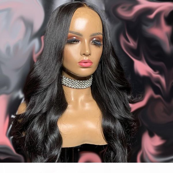 

jko 2x4 lace closure wig human hair wigs body wave wig natural black color middle part human hair remy for black women, Black;brown