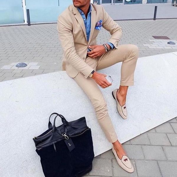 

new fashion 2 pieces khaki slim fit mens suits (jacket+pants) groom tuxedos groomsman man suit wedding suits for men, White;black
