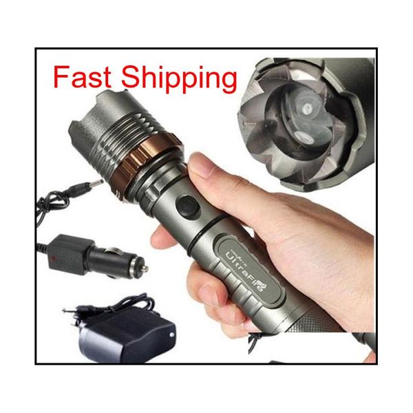

ultrafire 2000 lumens cree xm-l t6 led zoomable zoom flashlight torch +ac/car charger shipping cphpu