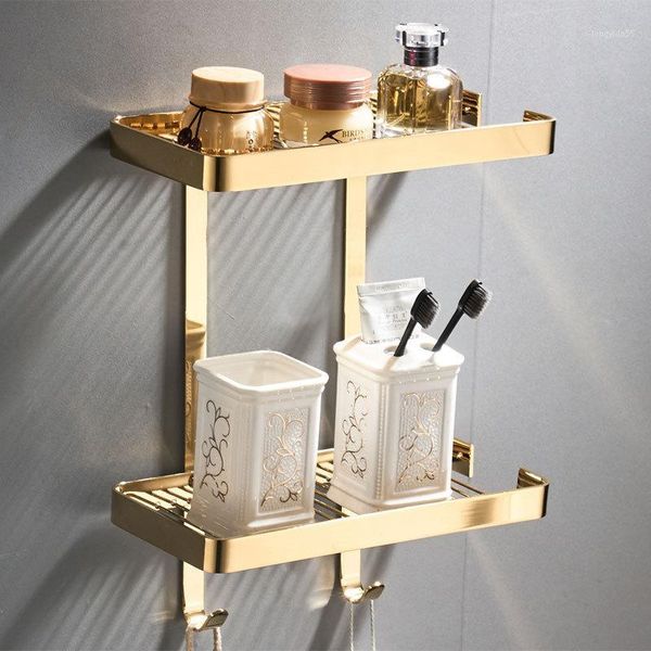 

bathroom shelf shower shampoo soap cosmetic shelves brass shower rack square black/gold bathroom storage organizer rack holder1
