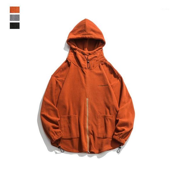 

2019 japanese simple solid color hooded hip hop hooded korean version of the loose wind autumn hoodies boys half zipper1, Black