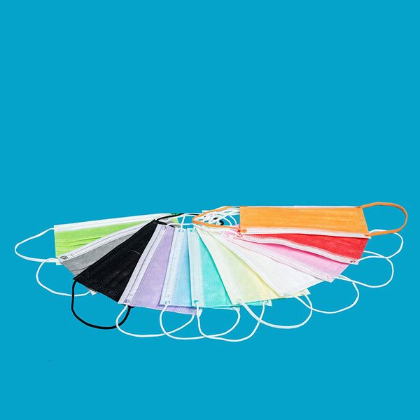 

colorful 2020 masks disposable mask 3 layer balck gray pink green face mouth cover 3-ply non-woven prot