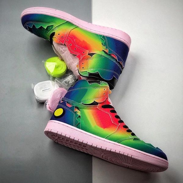 

j balvin 1s high mens баскетбольная обувь jumpman 1 цветки y вибрасский галстук-краситель multi color rainbow mens trainers sports staker