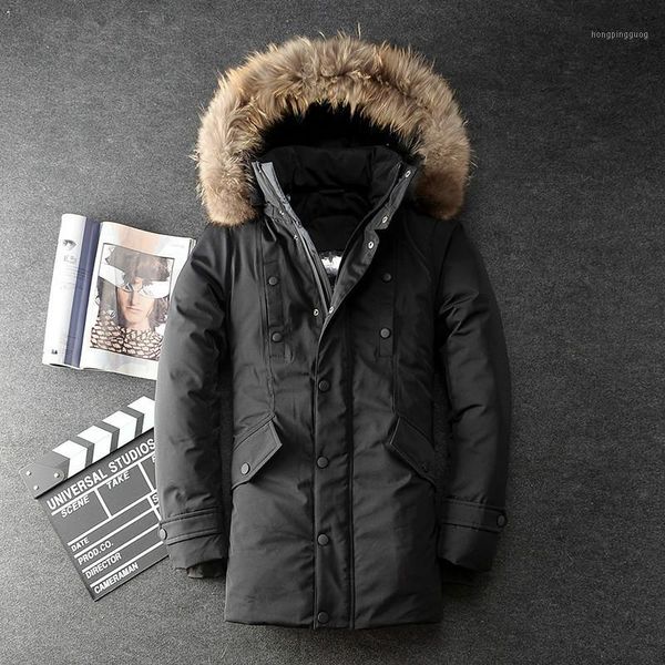 

2019 new arrival winter thicked white duck down hooded jackets men,men's raccoon fur collar coat, 2811, Black