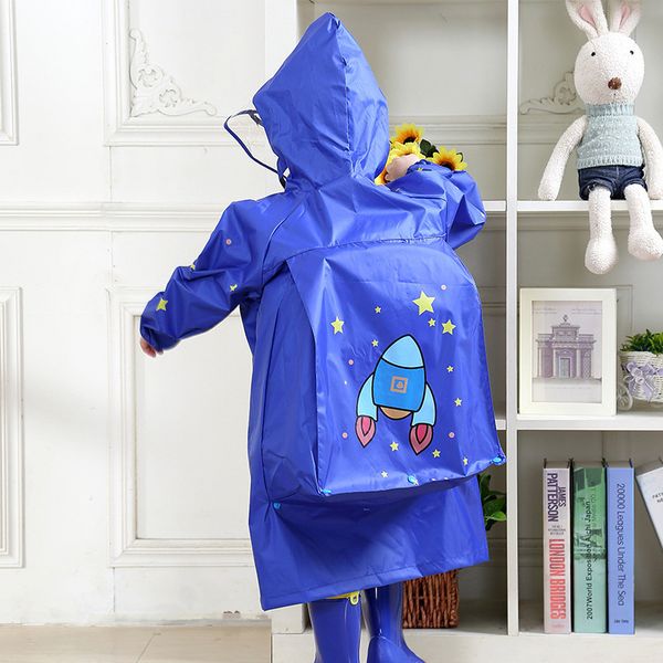 

cute kids girls boys raincoats pink blue color floral rain clothes cartoon school hiking clothes rainy children's rain coats lj201124, Blue;gray