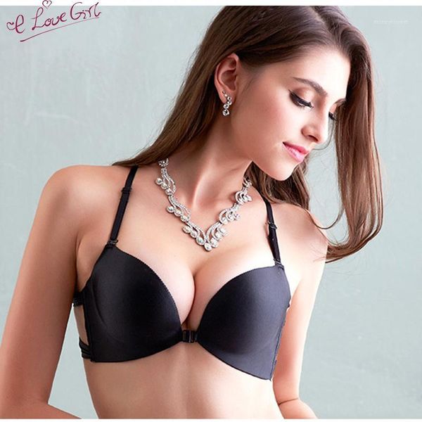 

bras e lovegirl front buckled halter underwear beautiful back cross women bra one piece summer comfortable and seamless bra1, Red;black