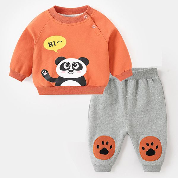

spring autumn baby boys girls clothes fashion cotton infant sports suit for boy printed t-shirt +pants 2 pcs children clothing lj201203, White