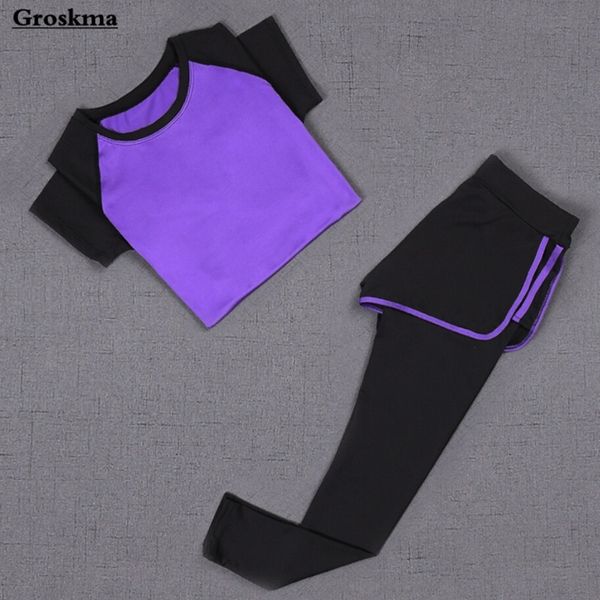 

women short sleeve t shirt+pants yoga two pieces set quick dry outdoor sport running sets womens fitness gym wear clothing t200424, Gray