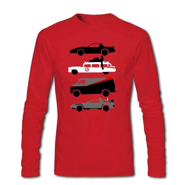 

men's t-shirts o-neck back to the future 80s cars male customized shirt abstract printing long sleeve t, White;black