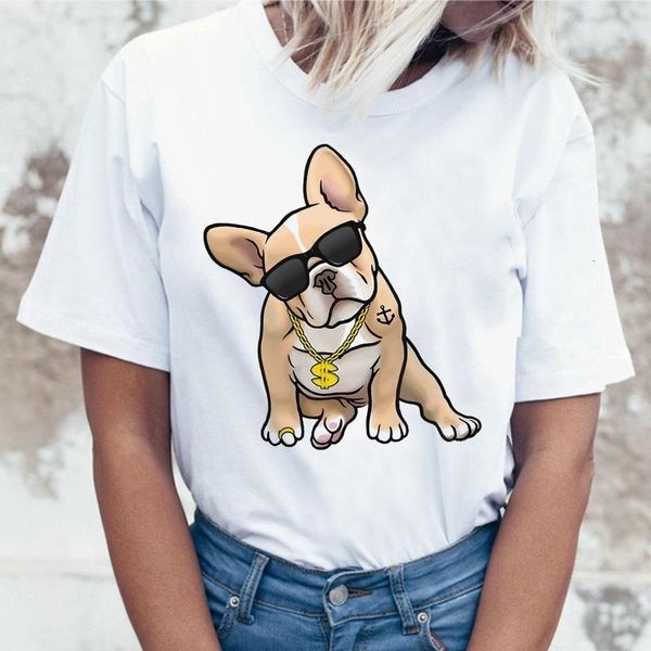 

french bulldog t shirt tee shirts cartoon women harajuku kawaii t-shirt korean funny clothes femme tshirt female ulzzang, White