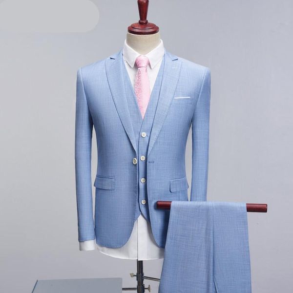 

men's suits & blazers loldeal men one button luxury casual slim fit jacket pant vest classic solid color big size 4xl clothes, White;black