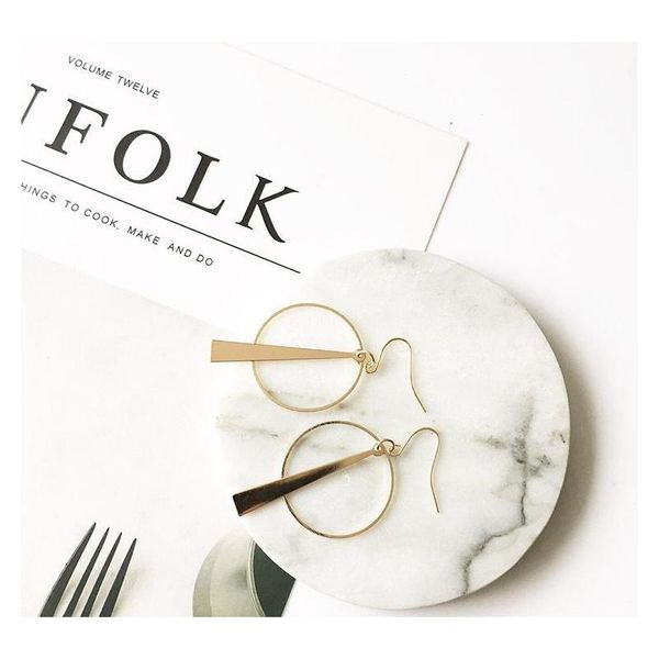 

european and american temperament simple retro long paragraph geometric circle earrings ear earrings w sqceiv dh_seller2010, Silver