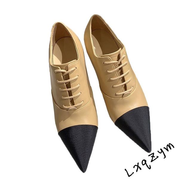 

new spring arrival women single pumps sheepskin lace up gladiators pearl decor thin heel low ankle shoes pointed toe 35-40, Black