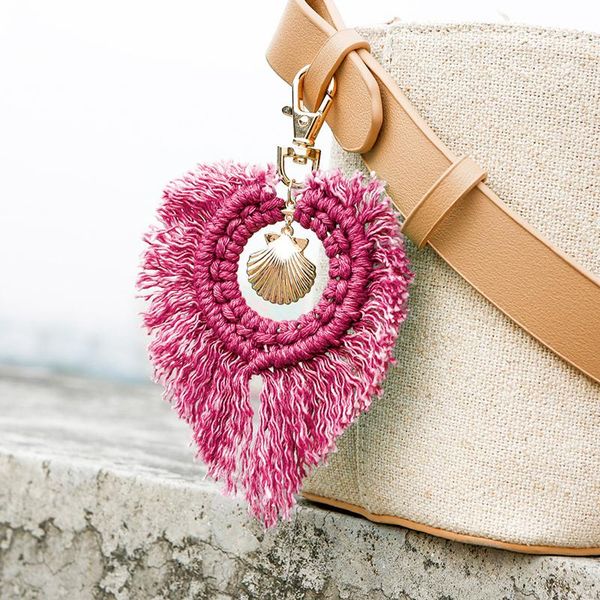 

1pcs bohemia shell leaves tassel diy jewelry garments bag decorative accessories charm key chain pendant crafts cotton tassels h jlllcr