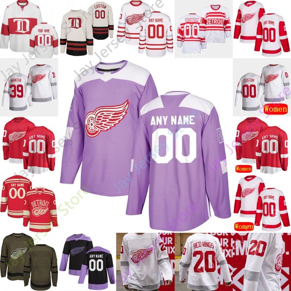 

detroit red wings ice hockey jersey darren helm hronek lindstrom merrill namestnikov nemeth pickard rasmussen ryan smith stecher zadina, Black;red