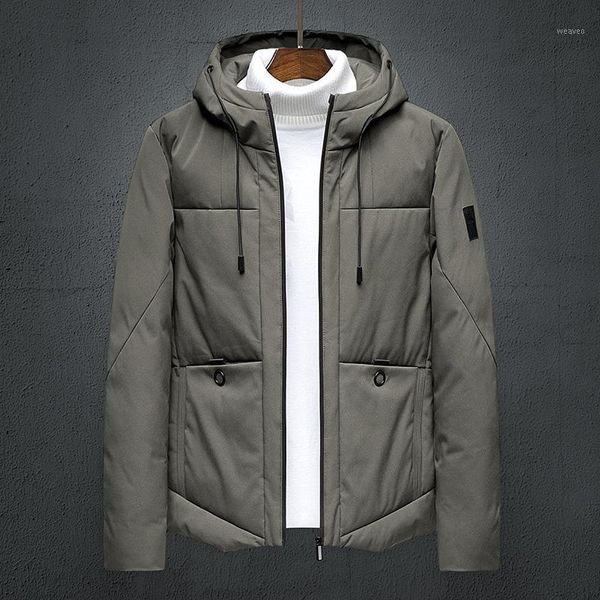 

men thick padded warm windproof hooded parka jacket winter fashion casual cotton padded outwear baseball jacket coat1, Black