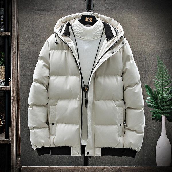

men's down & parkas padded jacket thick warm winter hooded coat casual slim with many pockets for men, Black