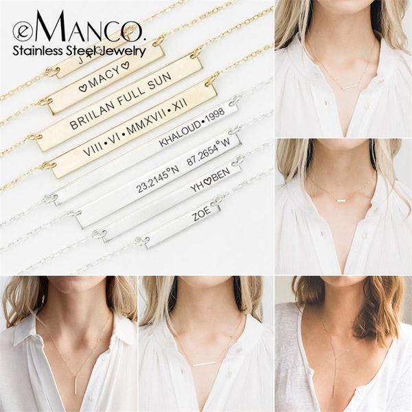 

emanco personalized name letter necklace women chain stainless steel necklace custom initial chokers necklaces for women jewelry y200323, Silver