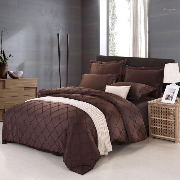 

pure color washed silk cotton bedding sets  king size bedlinen hand-made quilt covet set 4/6 pcs fisher net1