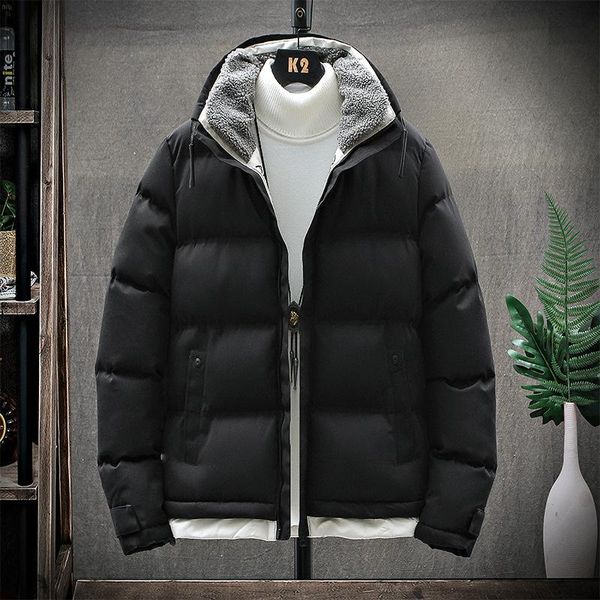 

men's down & parkas winter outwear thick warm men casual jackets coats solid color stand clothing young jacket my313, Black