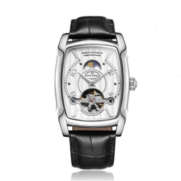 

ouyawei mechanical business men's watch leisure men's square watch, Slivery;brown