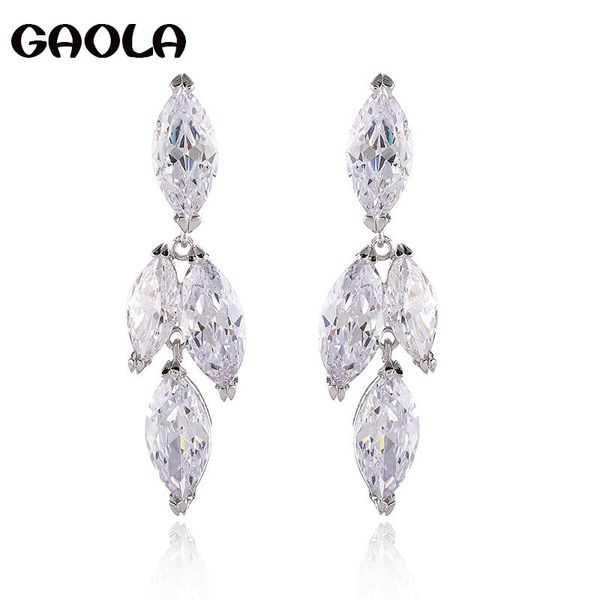 

gaola classic cubic zirconia flower shape stud earrings women wedding party flower white gold color fashion jewelry gle1325, Golden;silver