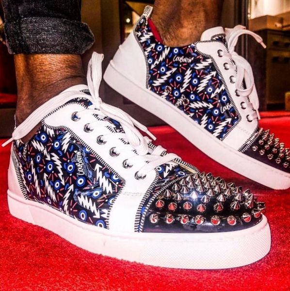 

elegant men's designer vieira 2 orlato sneaker men,women low spikes red bottom casual shoes party wedding dress t-quality leisure flats, Black