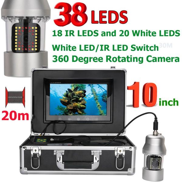 

cameras 10 inch 50m underwater fishing video camera ice fish finder ip68 waterproof 38 leds 360 degree rotating hd