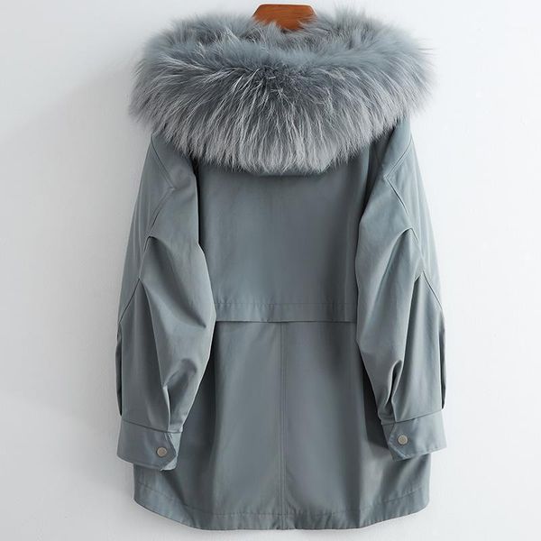 

fashion luxury coat raccoon collar hooded women's 2020 female fur jacket mujer parkas zjt3761, Black