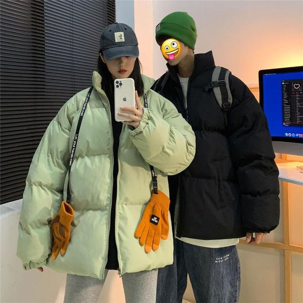

winter clothes 2020 new couple parkas loose women students warm thicken zipper coat man casual oversize parkas, Black