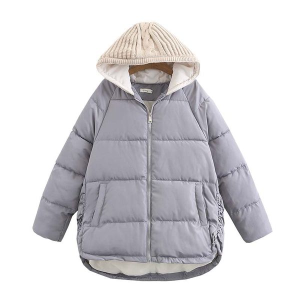 

size plus with hood down cotton casual female parkas jacket loose outwear korean cotton-quilted winter coat vqt2, Black
