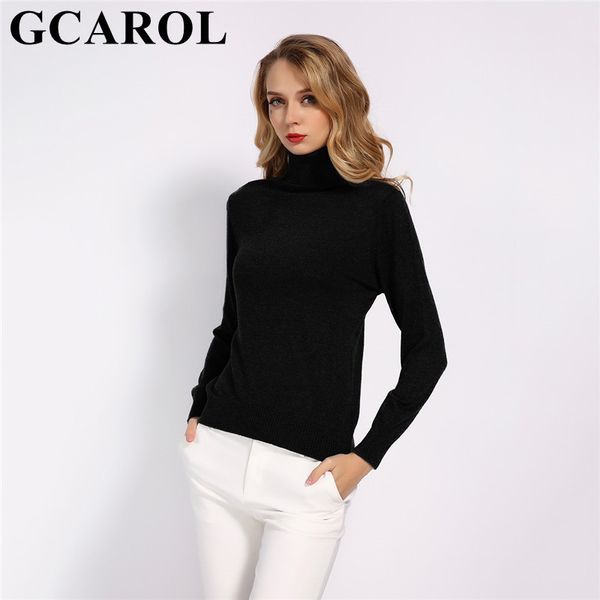 GCAROL NOVO QUEDA INVERNO 30% Lã Turtleneck Sweater Macio Handle Women Women Jumper OL Renda Malha Pullover S-3XL Y200722