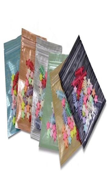 

200pcs colorful front clear aluminum foil zip lock packaging bags with wiredrawing design mylar foil zipper packing pouches h bbybxv